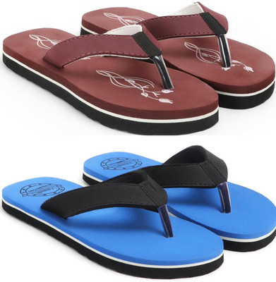 VAHMAH Women Slippers(Maroon, Blue , 5)