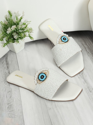 ANOUK Women Slides(White , 3)