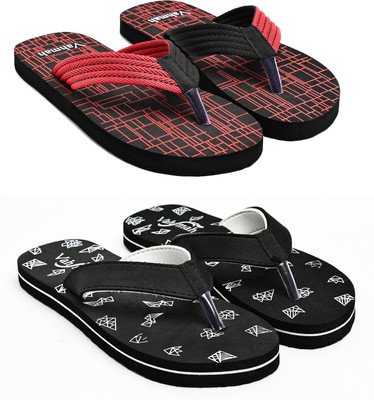 VAHMAH Men Slippers(Red, Black , 10)