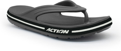 action Men Lightweight Comfortable Cushioned Stylish Flip Flops(Black , 8)