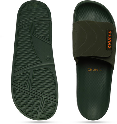 Chupps Men Flow Olive Men's Comfortable Slides & Flip Flop Slides(Olive, Olive , 6)