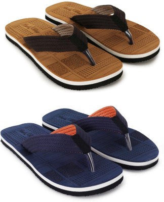 Footexo Men Slippers(Tan, Navy , 10)