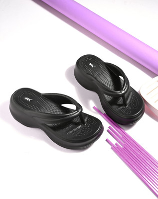 HRX by Hrithik Roshan Women Ultra-Lightweight & Flexible EVA Slip-On for All-Day Comfort Flip Flops(Black , 7)