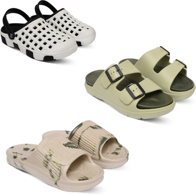 Acorn Men Slides(White, Beige, Beige , 10)