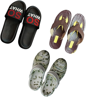 BLIBBERS Men Slippers(Black, Brown, Multicolor , 9)