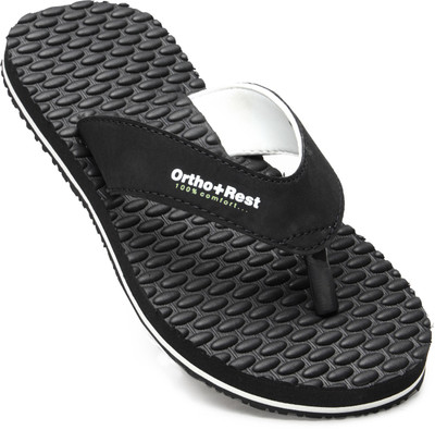 Ortho + Rest Men Soft Orthopedic Slipper for Men|Diabetic, Heel Pain Relief, Anti-Skid Daily Use Slippers(Black , 8 UK/India)
