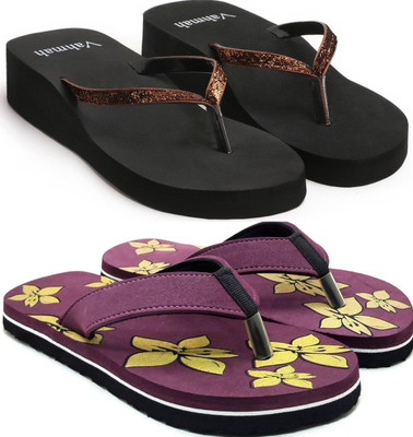 VAHMAH Women Slippers(Maroon, Purple , 5)