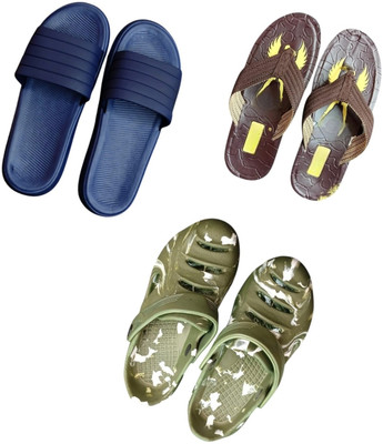 BLIBBERS Men Slippers(Blue, Brown, Green , 9)