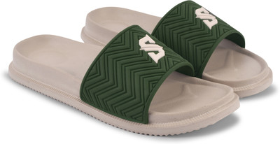 slipover Men Slides(Olive, Beige , 9)