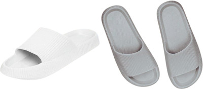 Sirex Men Slides(White, Grey , 9)