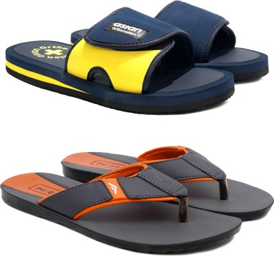 asian Men Slides(Grey, Orange , 6)