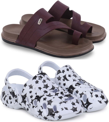 Kapani Fashion Men Slippers(Maroon, White , 9)