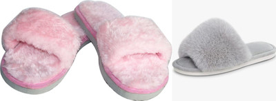 rexizone Women Flip Flops(Grey, Pink , 6)