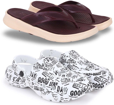 Kapani Fashion Men Slippers(Maroon, White , 8)