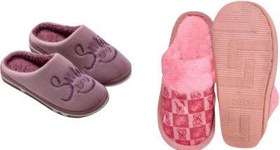 Belgium Beauty Women Flip Flops(Grey, Pink , 6)