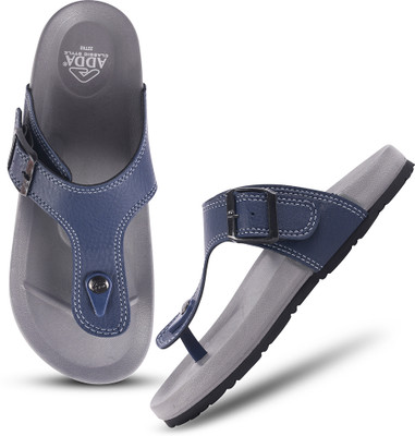 Adda Men Flip Flops(Grey, Navy , 7)