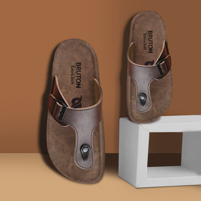 BRUTON Men Flipflop | Ortho | Slippers | Slides | Clogs | Acupressure Flip Flops(Brown , 8)