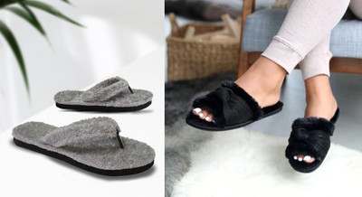 rexizone Women Flip Flops(Black, Grey , 4)