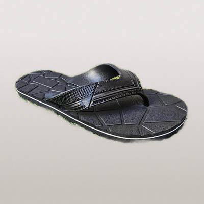 house of common Men Flip Flops(Black , 7)