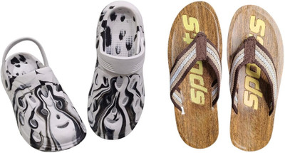 BLIBBERS Men Slippers(Off White, Brown , 6)