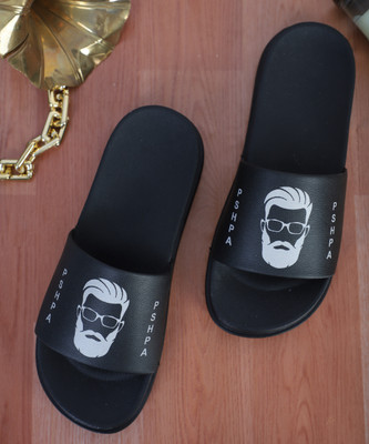 STYLE HEIGHT Men Slides(Black , 6)