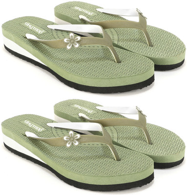 Skytrap Super Soft Women Slippers(Green , 4)