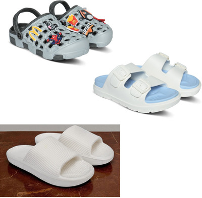 Acorn Men Slides(Grey, Blue, White , 7)