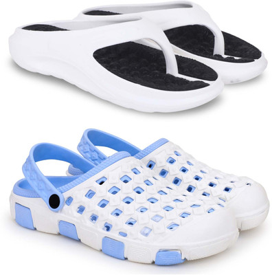 Kapani Fashion Men Slippers(White, Blue , 6)