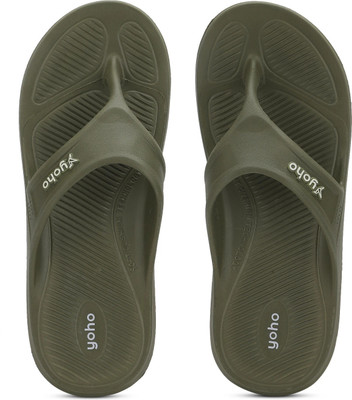 yoho Men Drizzle Soft Slippers| Mild Acupressure | Lightweight | Anti Skid | Waterproof Flip Flops(Olive , 11)