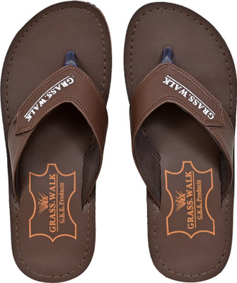 GRASS WALK Men Flip Flops(Brown , 10)