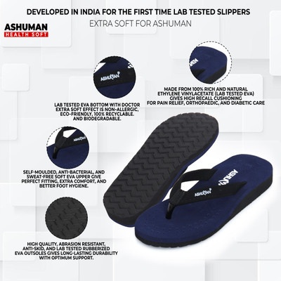ASHUMAN Women Slippers(Navy, Blue , 5)
