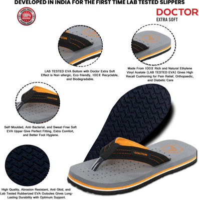 DOCTOR EXTRA SOFT Men Mens Stylish Ortho Care Slipper Orthopedic Diabetic Comfort Soft Doctor Dr House Flip Flops(Grey , 11)