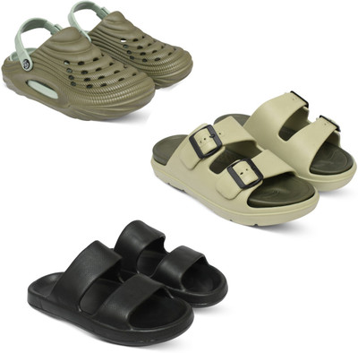 Acorn Men Slides(Olive, Beige, Black , 7)