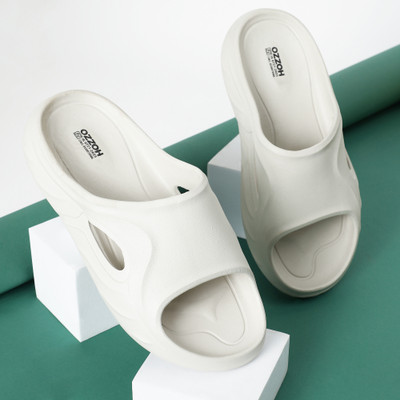 OZZOH Men Slides(White , 6)
