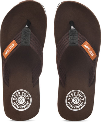 Stepsoft Men Flip Flops(Brown , 10)