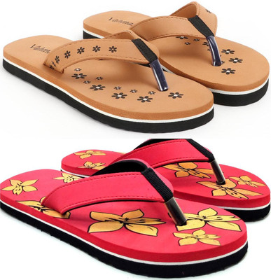 VAHMAH Women Slippers(Tan, Red , 7)