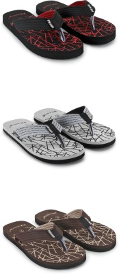 PKKART Men Flip Flops(Black, Grey, Brown , 10)