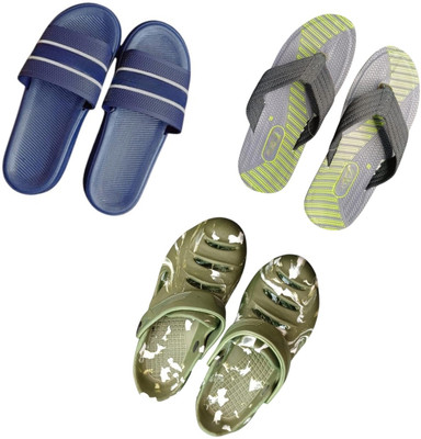 BLIBBERS Men Slippers(Blue, Grey, Green , 8)