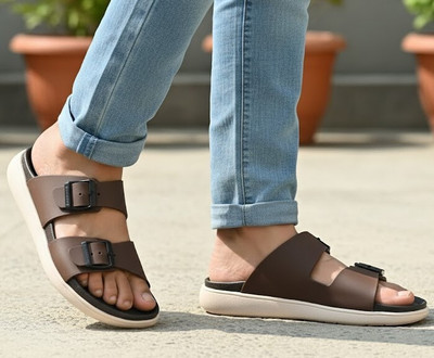 JK PORT Men Slippers(Brown , 10)