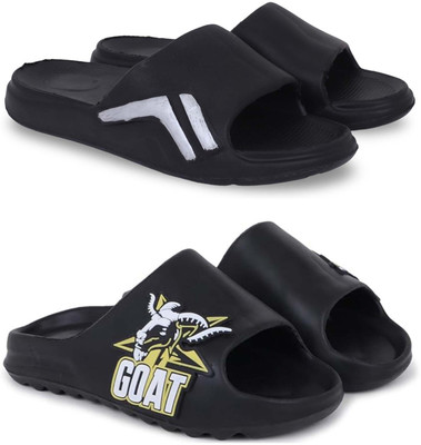 KAPYANSH Men Slides(Black, Black , 6)