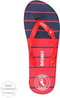 DASHNY Women Women Printed Stylish comfortable health indoor/outdoor slippers & flip flops (Red) Flip Flops(Red , 7)