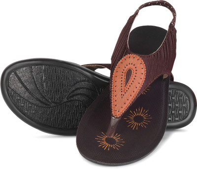 DRACKFOOT Women Flip Flops(Brown , 5)