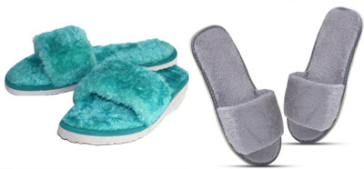 rexizone Women Slides(Grey, Green , 4)