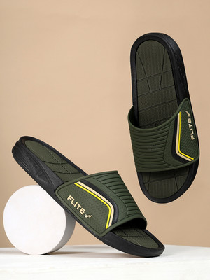 FLITE Men Slides(Black, Olive , 8)