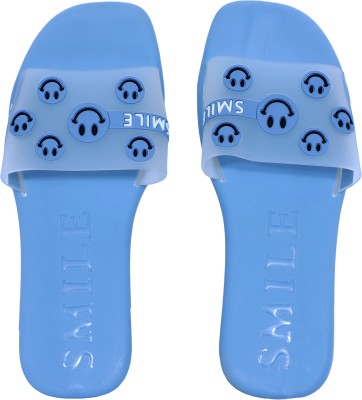 ASHNEES Women Flip Flops(Blue , 8)