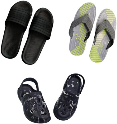 BLIBBERS Men Slippers(Black, Grey, Black , 8)