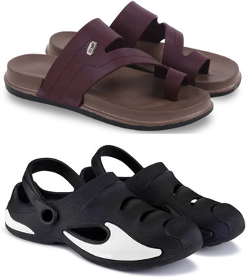 KAPYANSH Men Slippers(Maroon, Black, Brown , 6)