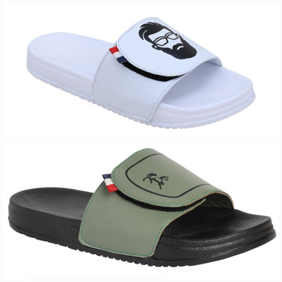 Foot Print Men Slides(Multicolor , 9)