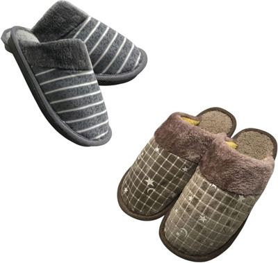 Mahi Enterprises Men Flip Flops(Grey, Brown , 9)
