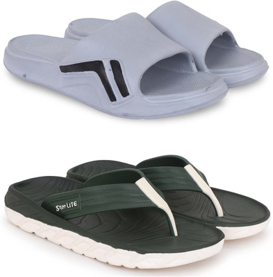 Kapani Fashion Men Slippers(Grey, Green , 7)
